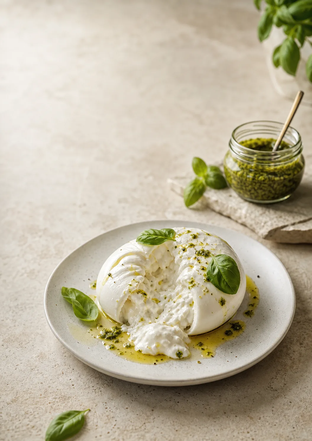 Burrata em mesa de entrada